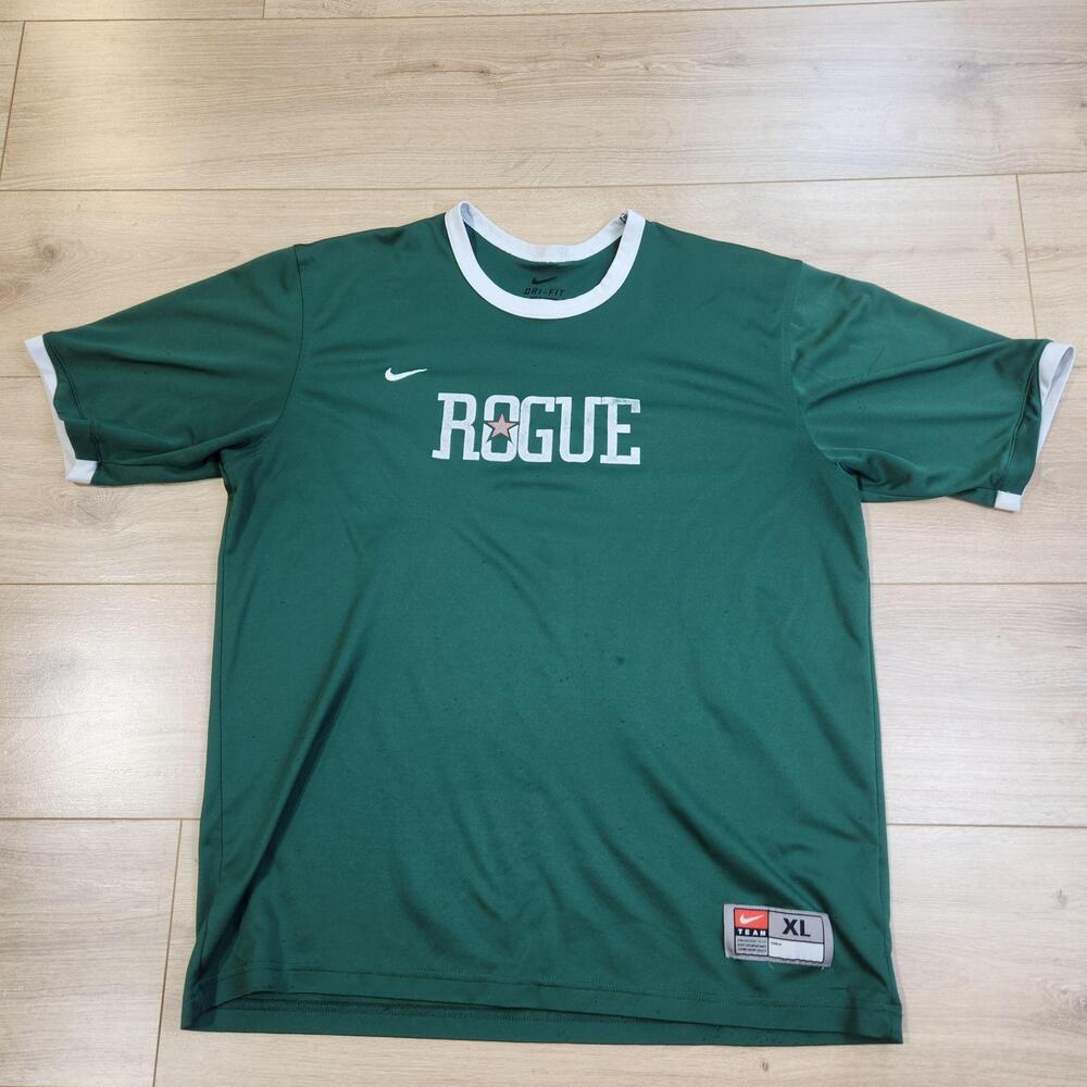 Nike Rogue Dri-FIT Shirt Mens XL Green Short Sleeve Ringer Athletic Training